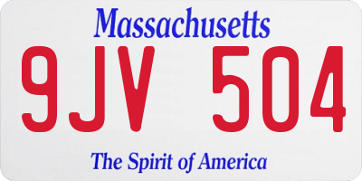 MA license plate 9JV504