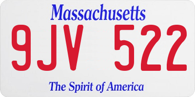 MA license plate 9JV522