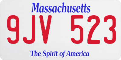 MA license plate 9JV523