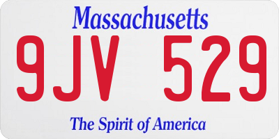 MA license plate 9JV529