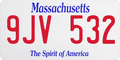 MA license plate 9JV532
