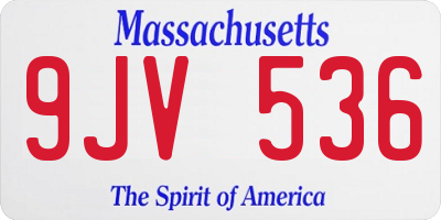 MA license plate 9JV536