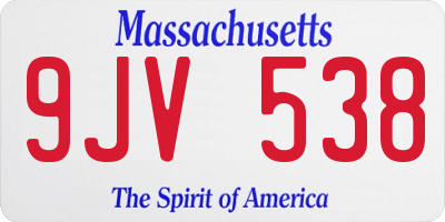 MA license plate 9JV538