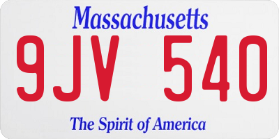 MA license plate 9JV540