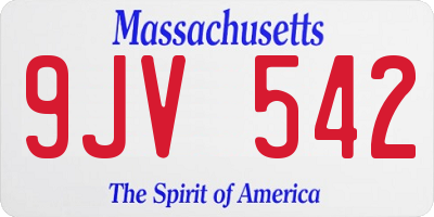 MA license plate 9JV542