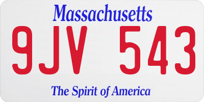 MA license plate 9JV543