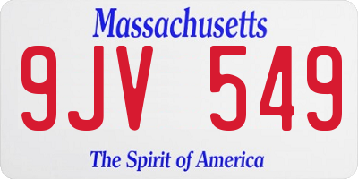 MA license plate 9JV549