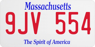 MA license plate 9JV554