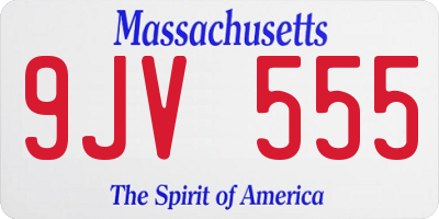 MA license plate 9JV555