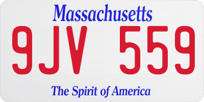 MA license plate 9JV559