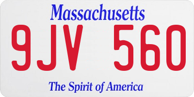 MA license plate 9JV560