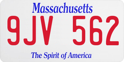 MA license plate 9JV562