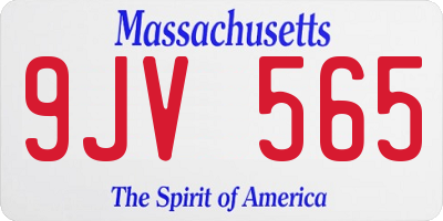 MA license plate 9JV565