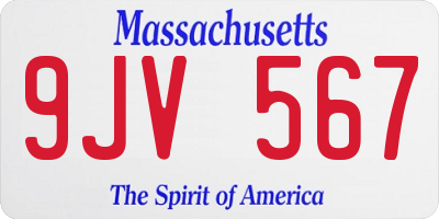 MA license plate 9JV567