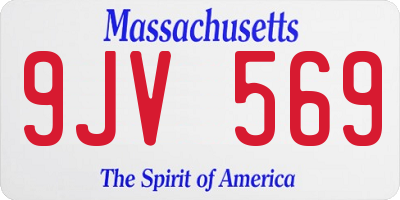 MA license plate 9JV569