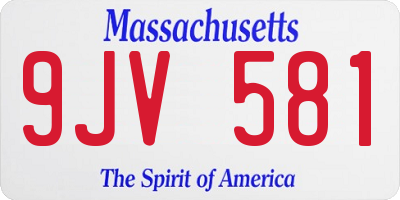 MA license plate 9JV581