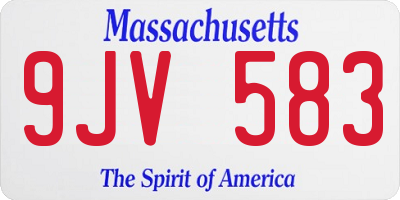 MA license plate 9JV583