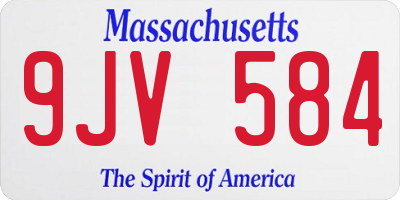 MA license plate 9JV584