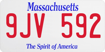 MA license plate 9JV592