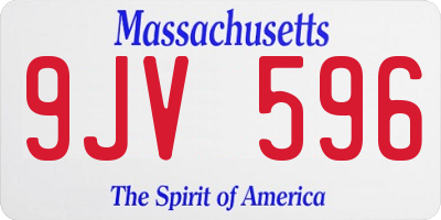 MA license plate 9JV596