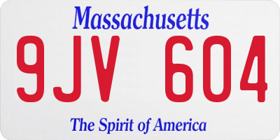 MA license plate 9JV604