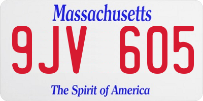 MA license plate 9JV605
