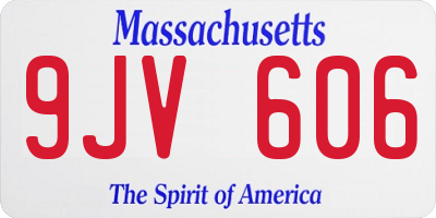 MA license plate 9JV606