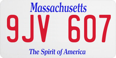MA license plate 9JV607