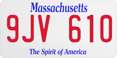 MA license plate 9JV610