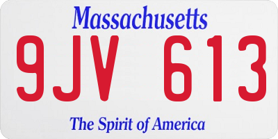 MA license plate 9JV613