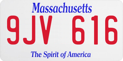 MA license plate 9JV616
