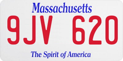 MA license plate 9JV620