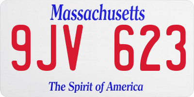 MA license plate 9JV623
