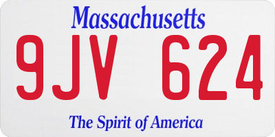 MA license plate 9JV624