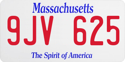 MA license plate 9JV625