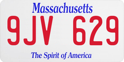 MA license plate 9JV629