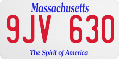MA license plate 9JV630