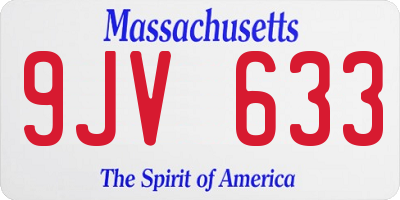 MA license plate 9JV633