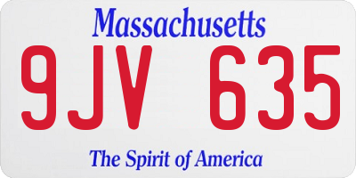 MA license plate 9JV635