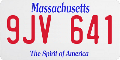 MA license plate 9JV641