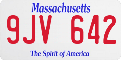 MA license plate 9JV642