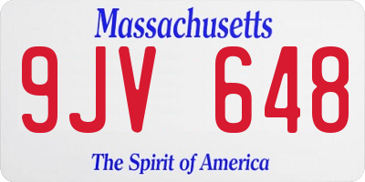 MA license plate 9JV648
