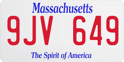 MA license plate 9JV649