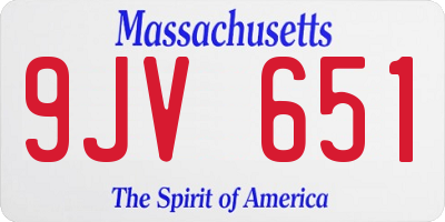 MA license plate 9JV651
