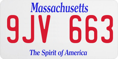 MA license plate 9JV663