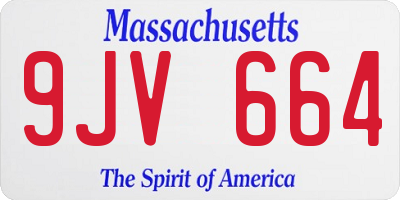 MA license plate 9JV664