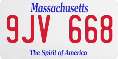 MA license plate 9JV668