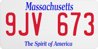 MA license plate 9JV673