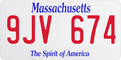 MA license plate 9JV674