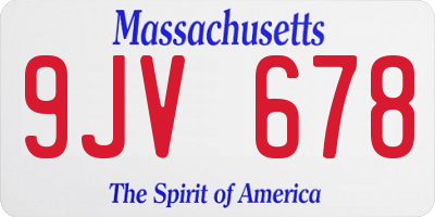 MA license plate 9JV678